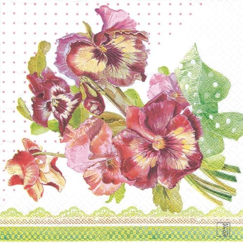 1 serviette en papier fleurs - pensees - ref 1812