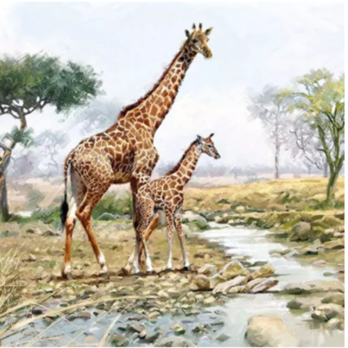 1 serviette en papier afrique - girafe -  ref 1818