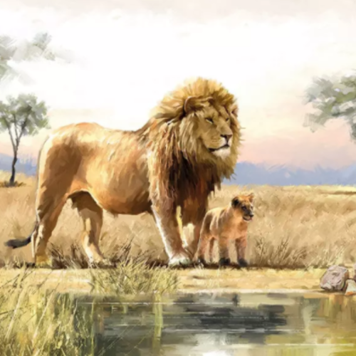 1 serviette en papier afrique - lion -  ref 1820