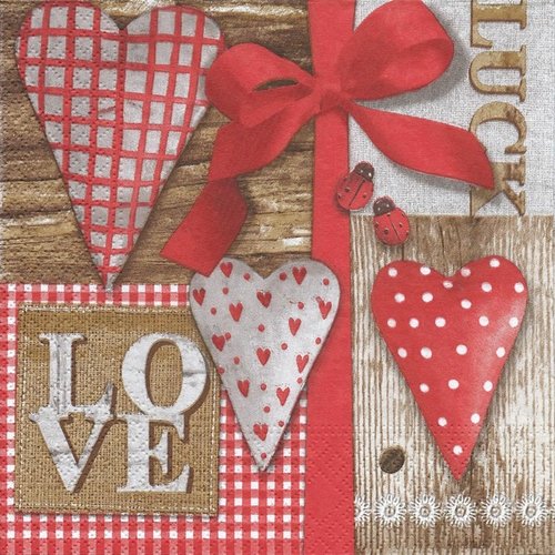 1 serviette en papier coeur - love -  ref 1831
