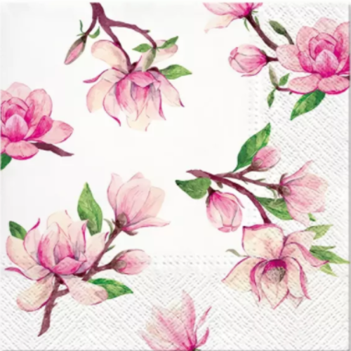 1 serviette en papier magnolia - fleurs - ref 1929