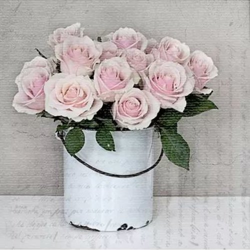1 serviette en papier shabby - rose - fleurs - ref 1993