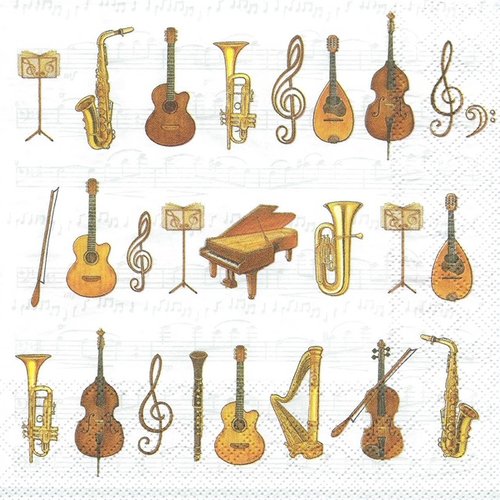 1 serviette en papier instruments de musique  - ref 2023