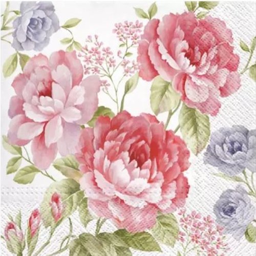 1 serviette en papier fleurs - bouquet de roses - ref 2042