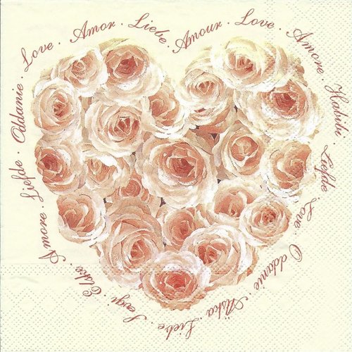 1 serviette en papier coeur - papillon - rose - ref 2095