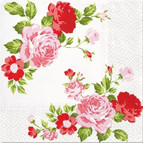 1 serviette en papier bouquet de roses - ref 2100