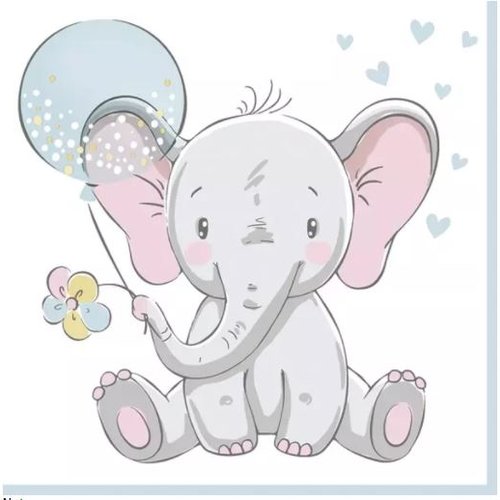 1 serviette en papier bebe elephant bleu - ref 2103