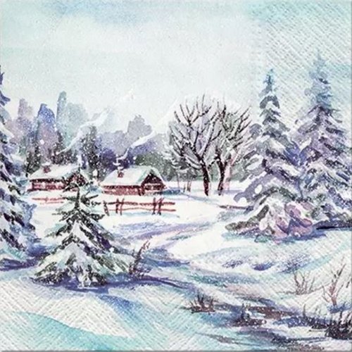 1 serviette en papier paysage d hiver - ref 2113