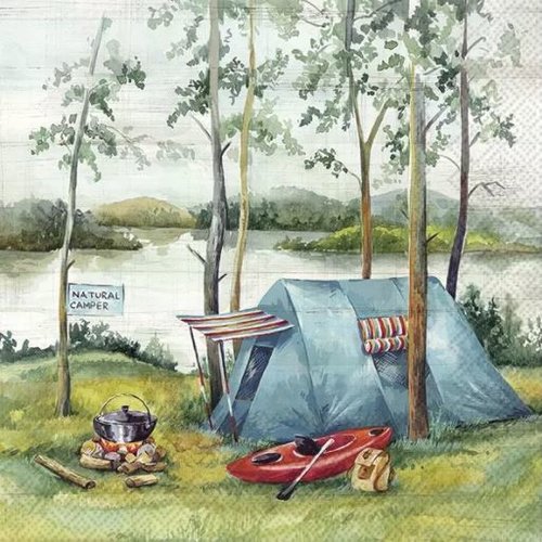 1 serviette en papier paysage - camping  - ref 2127