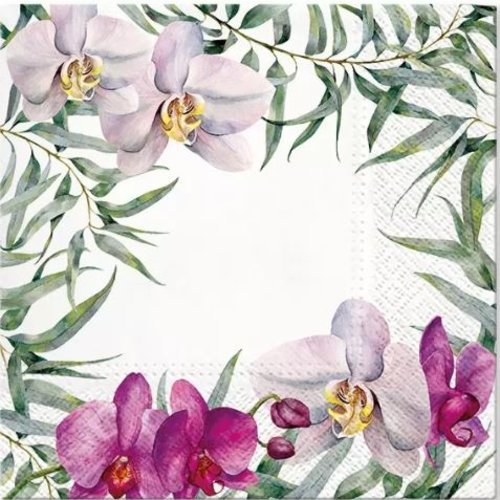 1 serviette en papier orchidees - fleurs - ref 2152