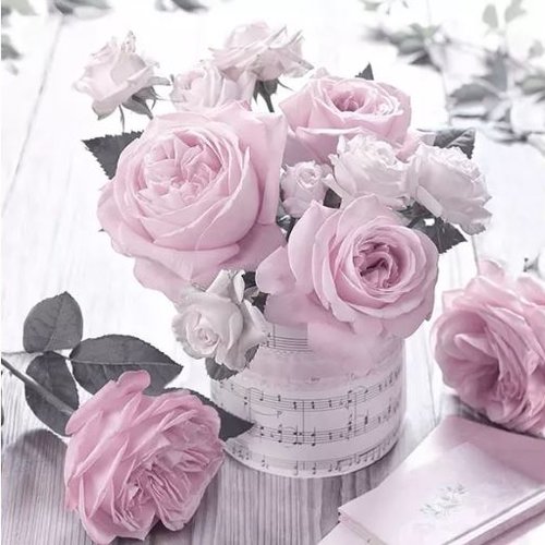 1 serviette en papier roses - bouquet de roses - fleurs - ref 2159
