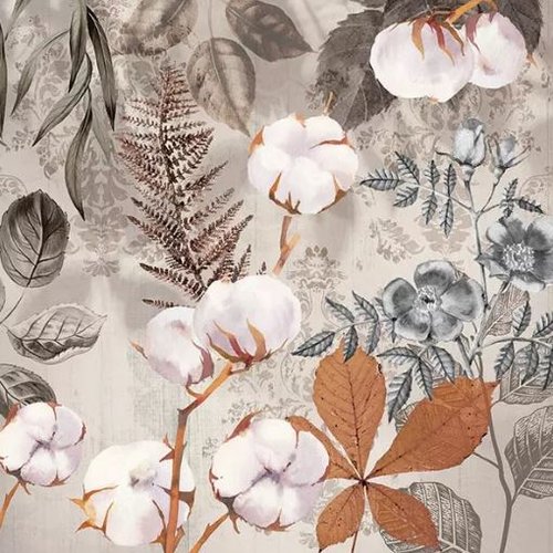 1 serviette en papier fleurs de coton  - ref 2163