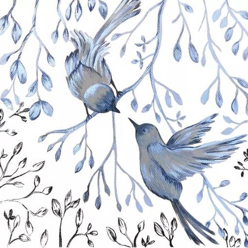 1 serviette en papier oiseaux bleus - ref 2167