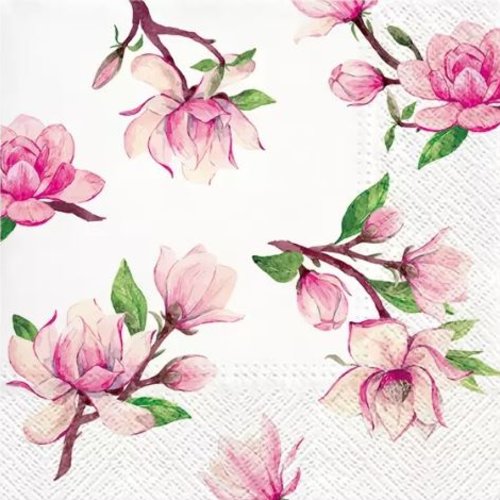 1 serviette en papier fleurs - magnolia - ref 2241