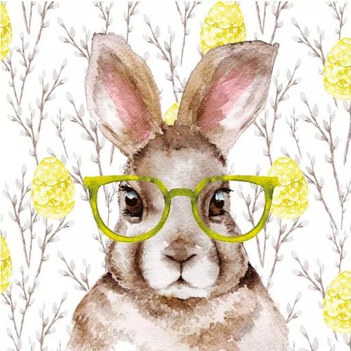1 serviette en papier le lapin aux lunettes  - ref 2267
