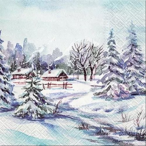 1 serviette en papier paysage hivernale - noel - ref 2277