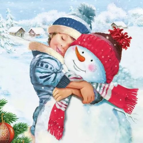 1 serviette en papier bonhomme de neige - enfant - noel - ref 2278