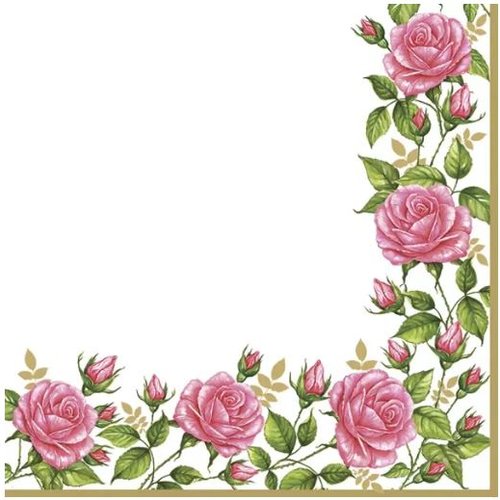 1 serviette en papier fleurs - rose - ref 2302