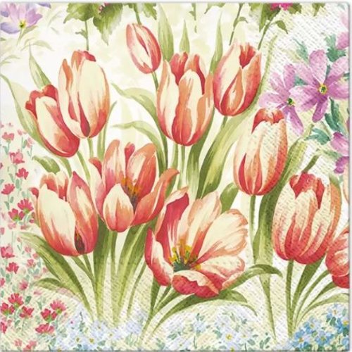1 serviette en papier fleurs - tulipe - ref 2303