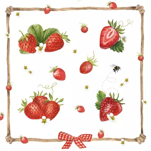 1 serviette en papier fraises - ref 2345