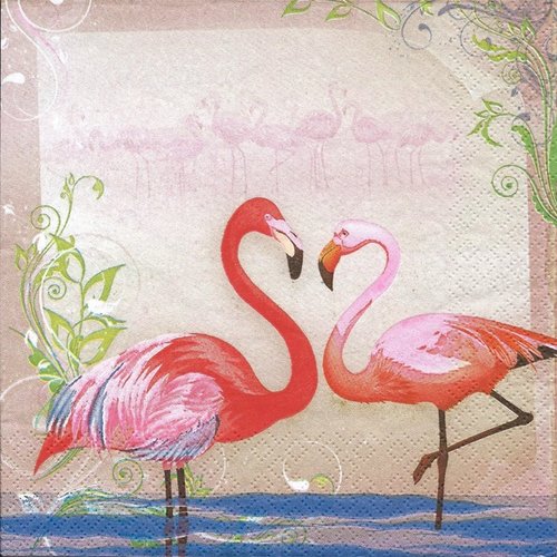 1 serviette en papier flamand rose  - ref 2361