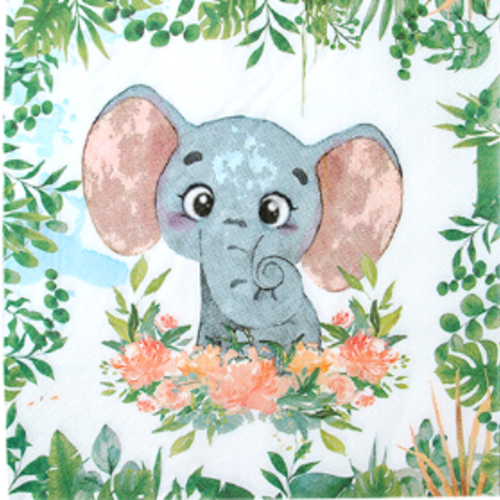 1 serviette en papier elephant - ref 2363