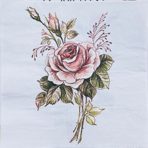 1 serviette en papier roses - fleur - ref 2369
