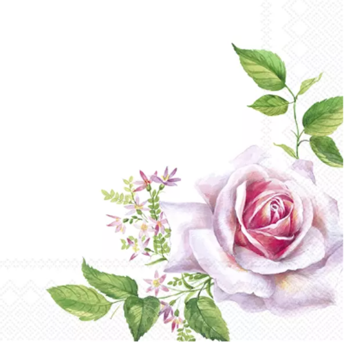 1 serviette en papier fleurs - rose - ref 2385