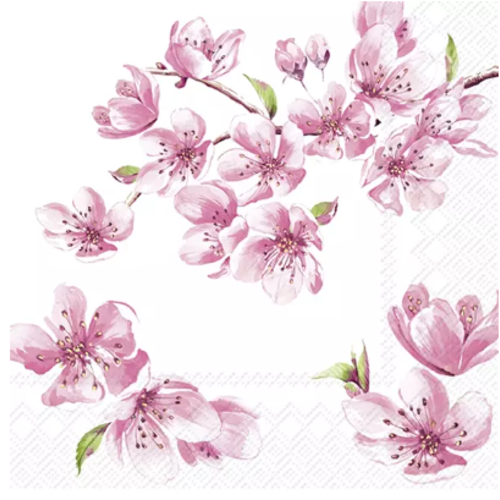 1 serviette en papier fleurs - sakura - ref 2386