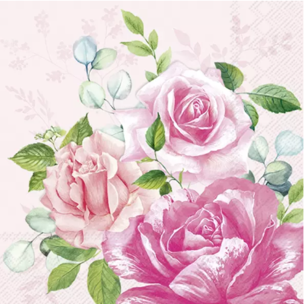 1 Serviette en papier Rose - Fleur - Ref 1209