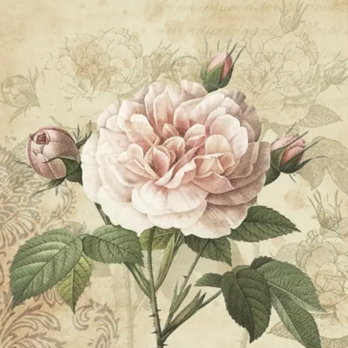 1 serviette en papier fleurs - rose - ref 2392