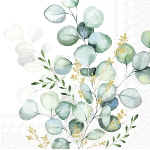 1 serviette en papier fleurs - eucalyptus - ref 2394