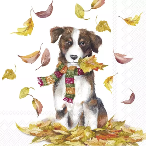 1 serviette en papier chien - automne - ref 2409