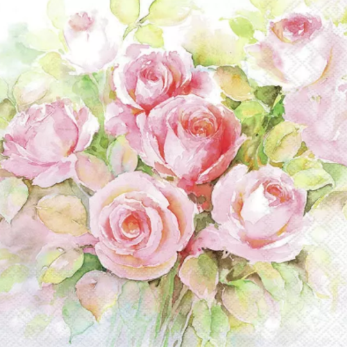 1 serviette en papier bouquet de roses - ref 2416