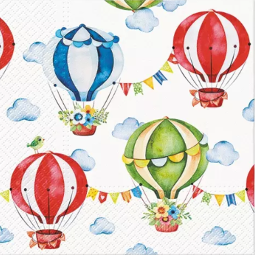 1 serviette en papier montgolfiere - ballon - ref 2436