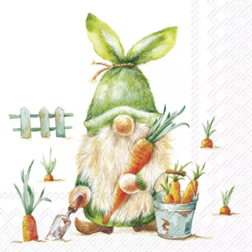 1 serviette en papier gnome pascal le jardinier - ref 2446