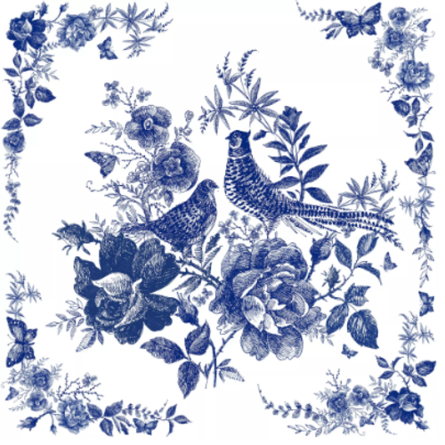 1 serviette en papier oiseaux - fleurs - ref 2467
