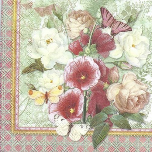 1 serviette en papier bouquet de fleurs - 25 x 25 cm - pm19