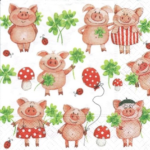 1 serviette en papier cochon - 25 x 25 cm - pm21