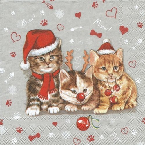 1 serviette en papier chats - 25 x 25 cm - pm34