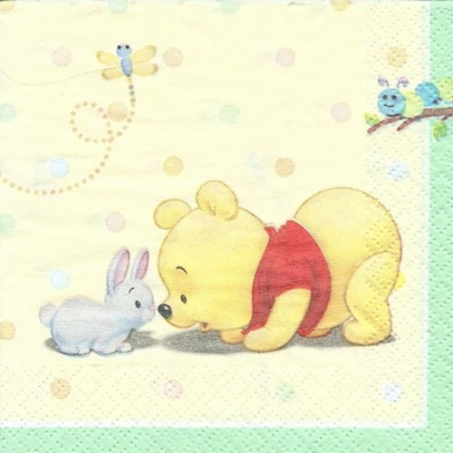 *rare * 1 serviette en papier winnie l'ourson - 25 x 25 cm - pm39
