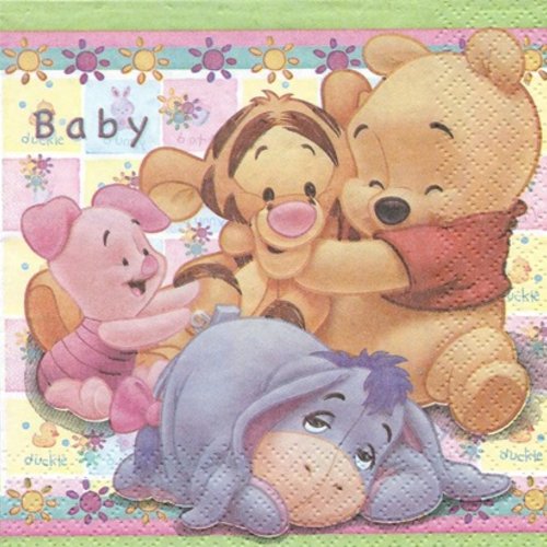 *rare * 1 serviette en papier winnie l'ourson - 25 x 25 cm - pm41