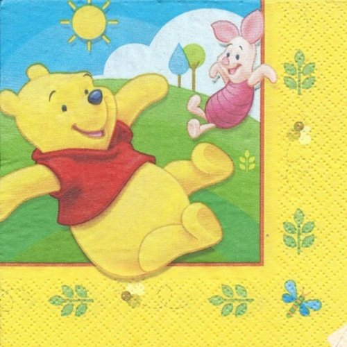 *rare * 1 serviette en papier winnie l'ourson - 25 x 25 cm - pm42