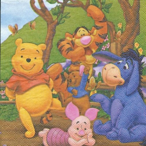 *rare * 1 serviette en papier winnie l'ourson - 25 x 25 cm - pm43