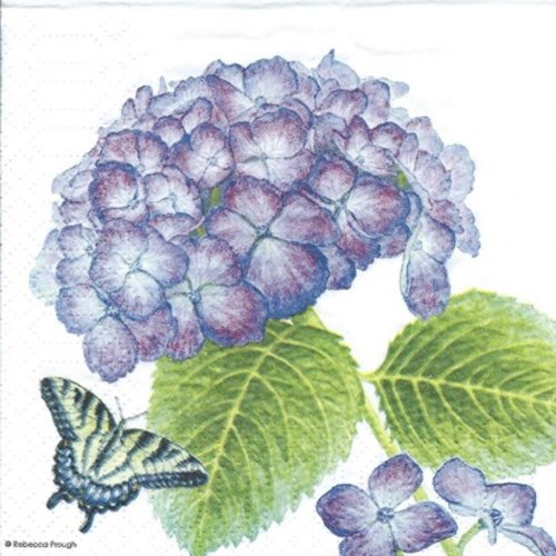 1 serviette en papier orthensia - papillon - 25 x 25 cm - pm48
