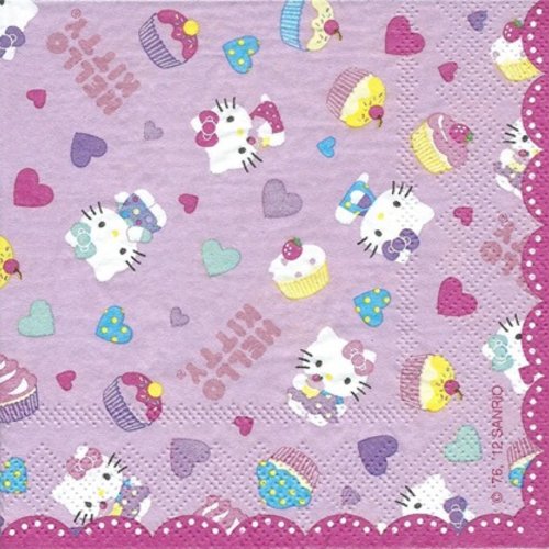 1 serviette en papier hello kitty - 25 x 25 cm - pm55