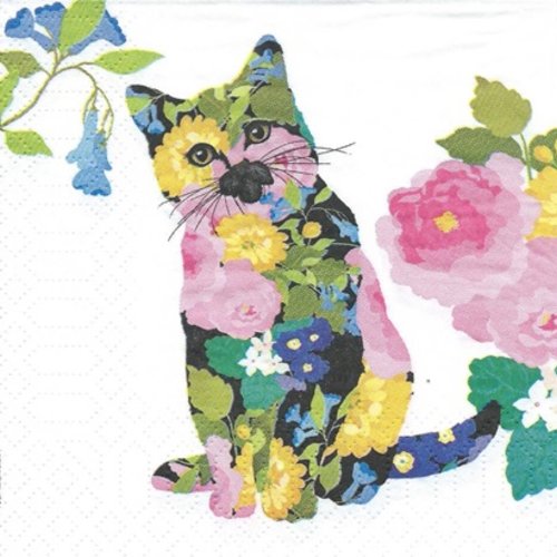 1 serviette en papier chat moderne - 25 x 25 cm - pm60