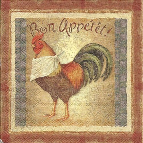 1 serviette en papier coq - 25 x 25 cm - pm65