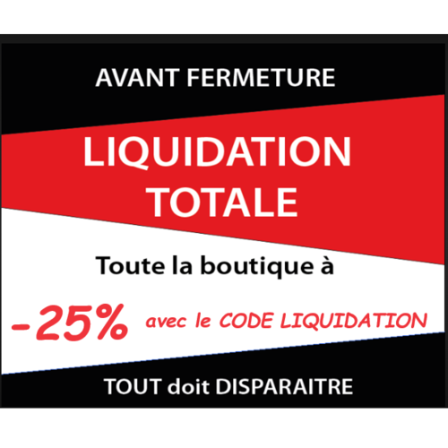 Liquidation - 25% de reduction sur toute la boutique