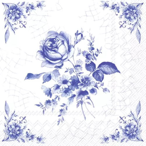 1 serviette en papier fleurs bleues - ref 2532